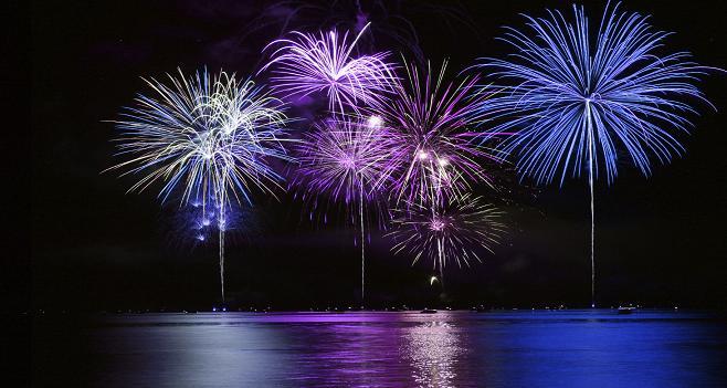Colorful Fireworks for the Grand Finale over Lake